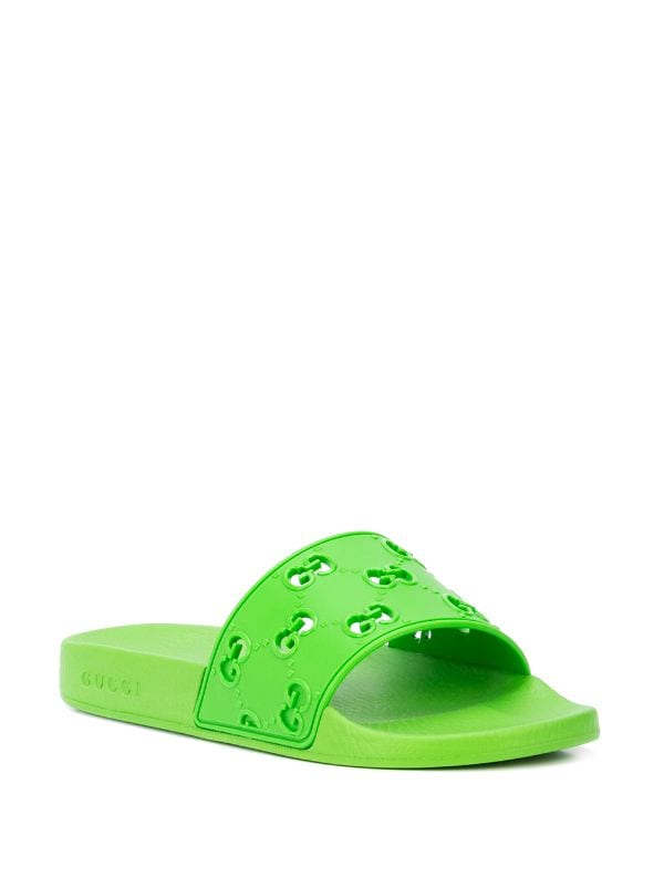 neon green gucci slides
