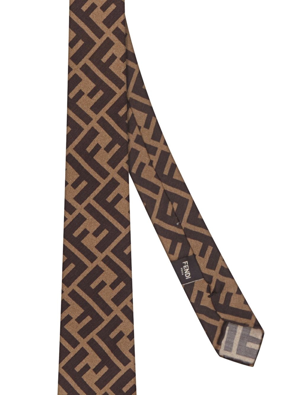 Shop brown Fendi FF monogram tie with 