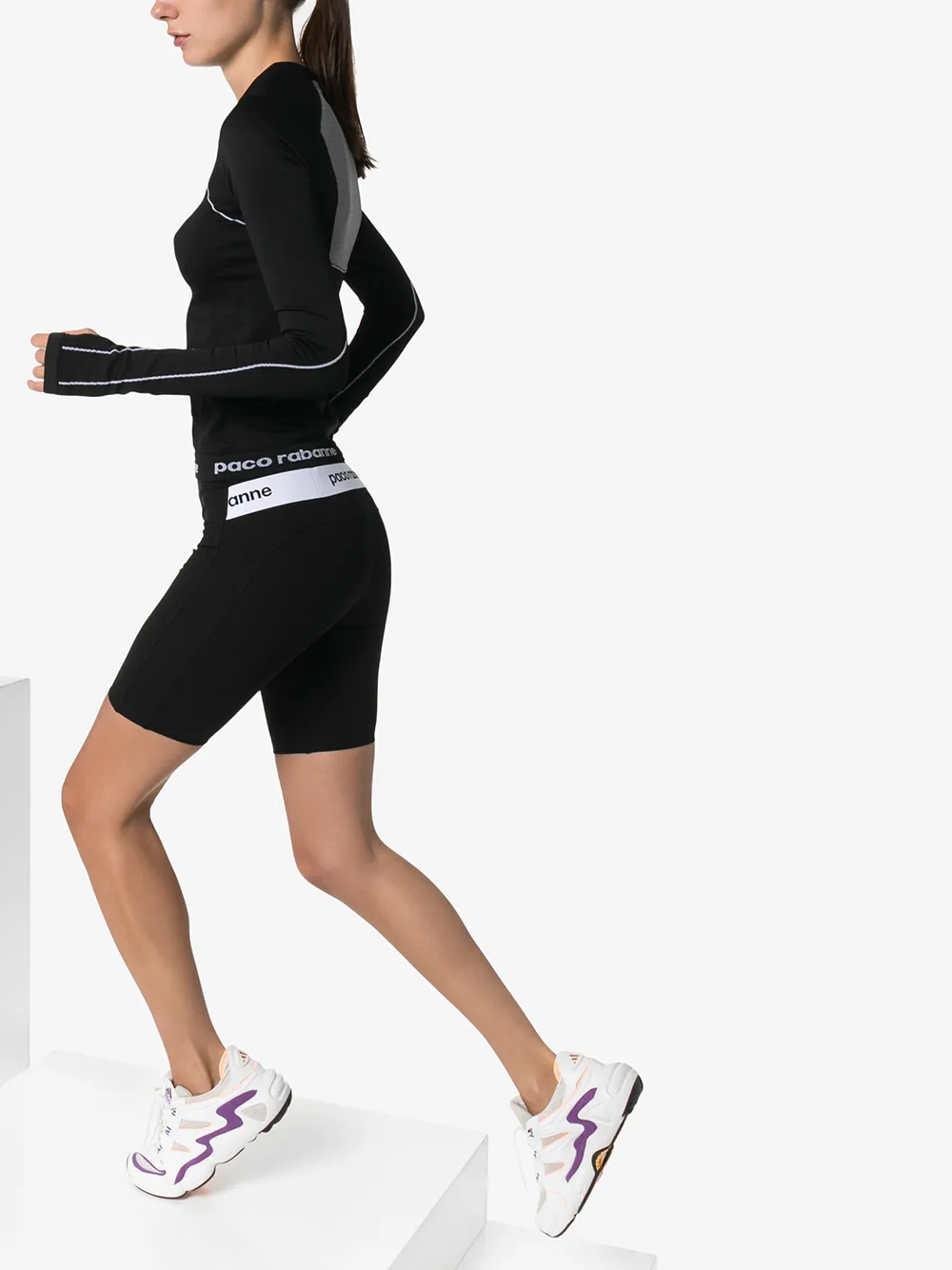 Paco Rabanne Sporttop met logoprint - Zwart