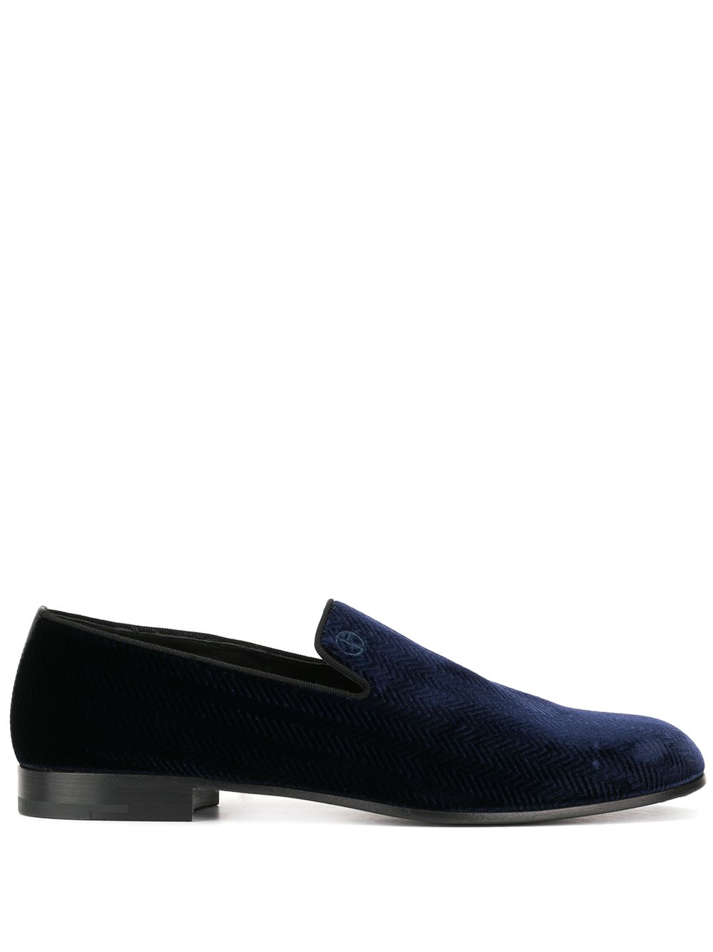 GIORGIO ARMANI VELVET LOGO LOAFERS