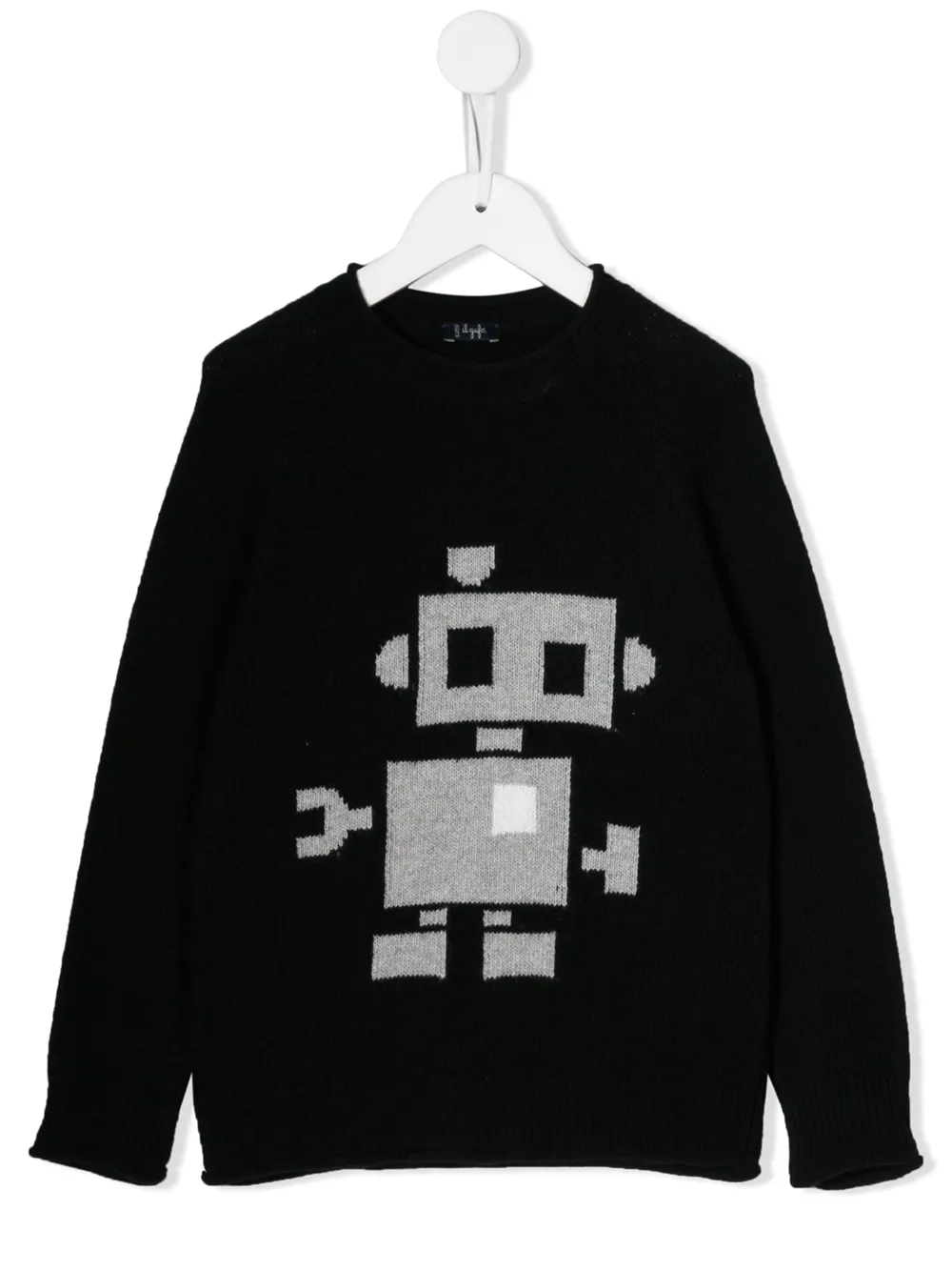 Il Gufo Kids' Robot Print Jumper In Black