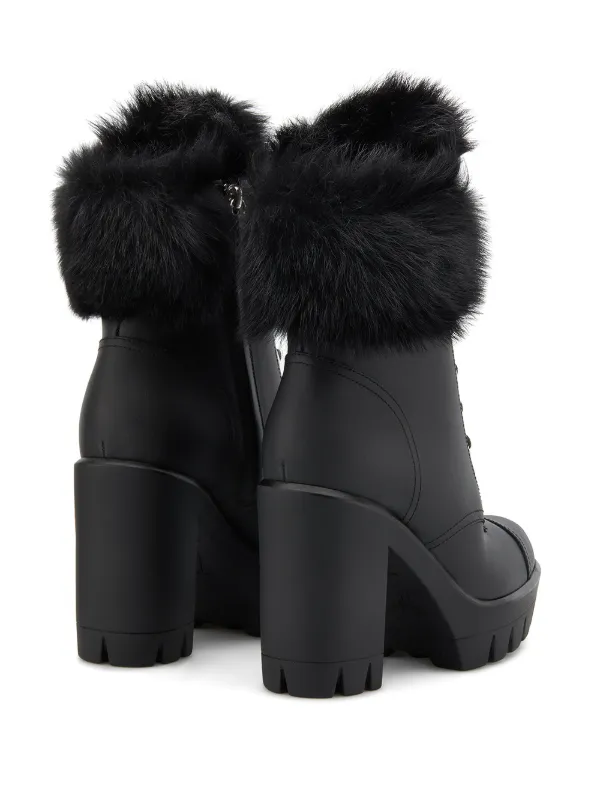 Giuseppe GIUSEPPE ZANOTTI レザーブーツ ムートン ブラック Zanotti 
