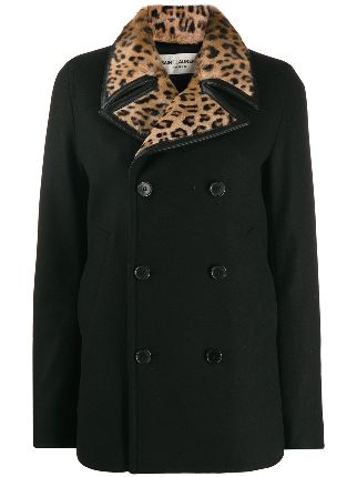 leopard collar coat