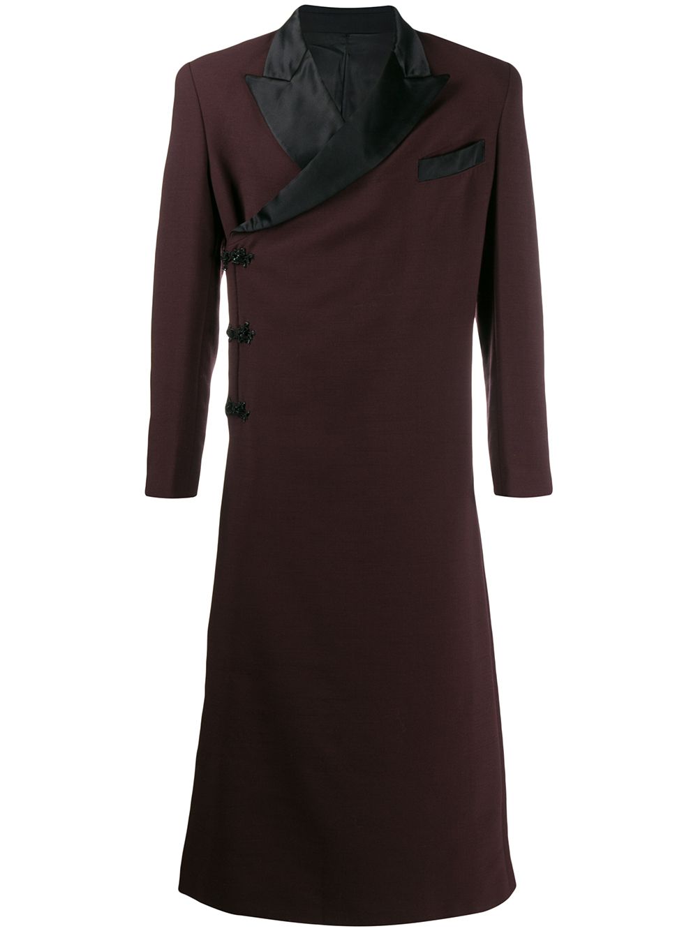 off-centre toggle fastening long coat