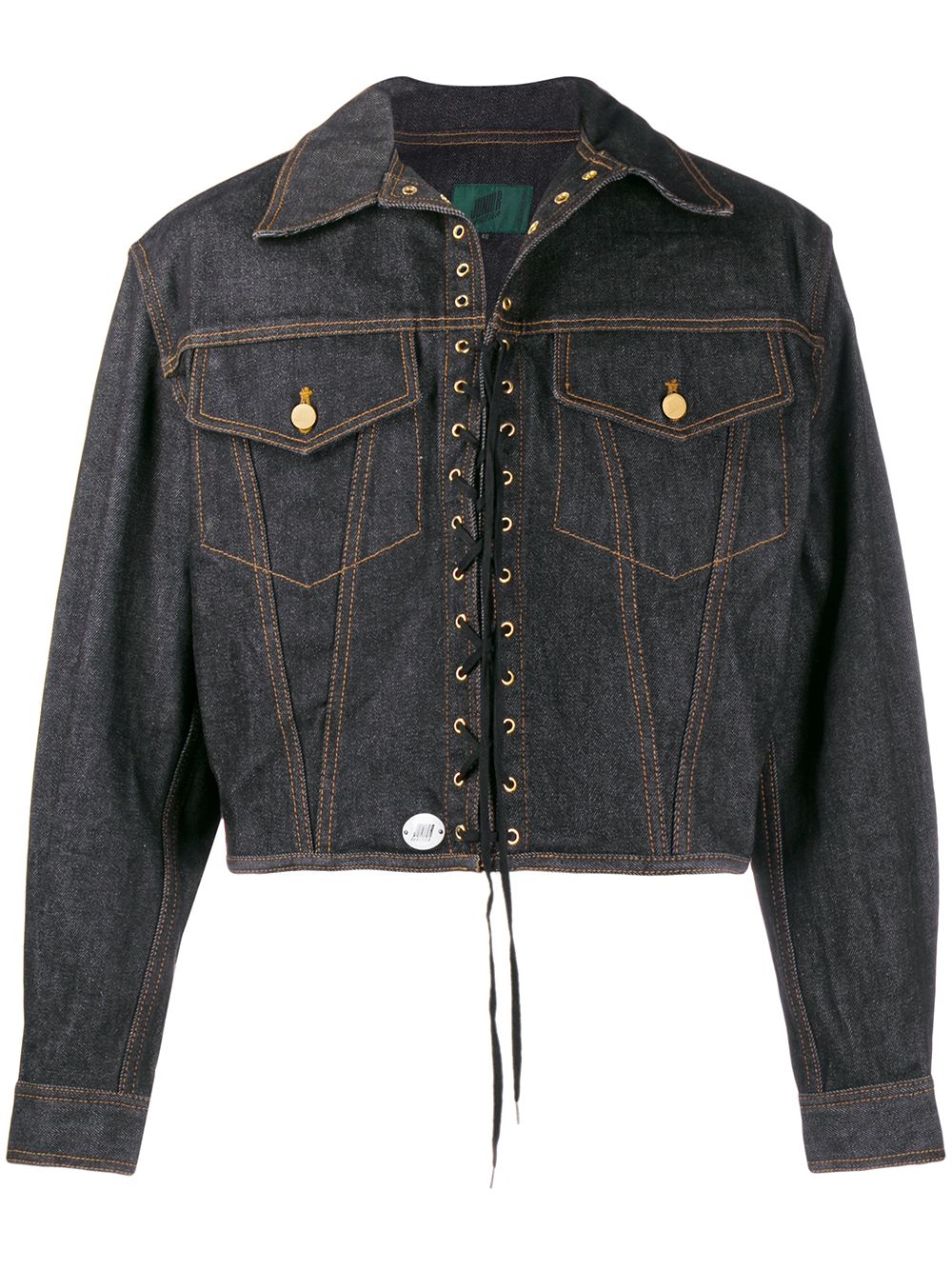 1988 lace-up cropped denim jacket