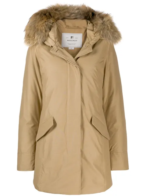 Click to view more detailed imagery on our partner's website Woolrich Hooded Parka Coat In Neutrals