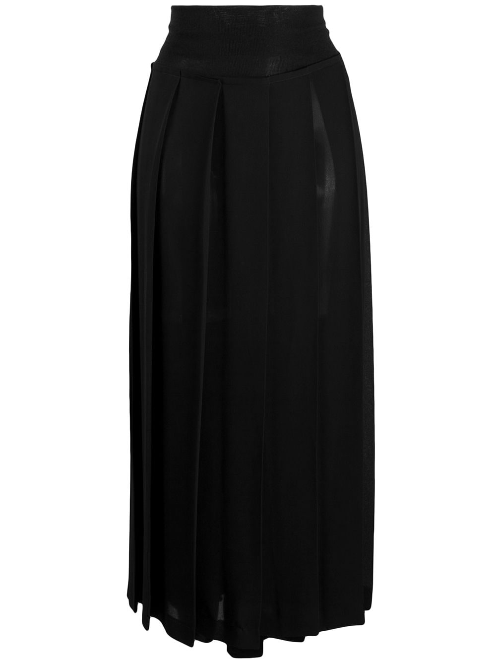 Pre-owned Junya Watanabe High Rise Pleated Maxi Skirt In Black