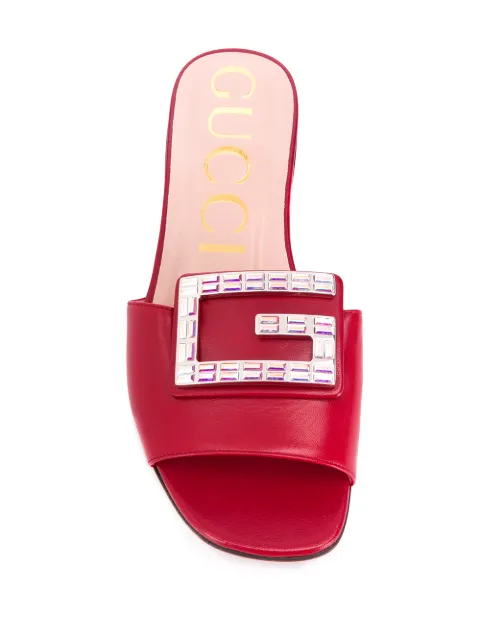 GUCCI EMBELLISHED G FLAT SANDALS