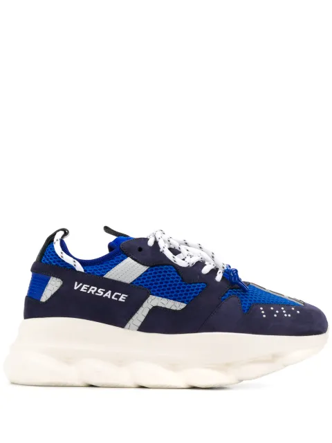 Click to view more detailed imagery on our partner's website Versace Chain Reaction Chunky Sneakers In Blue