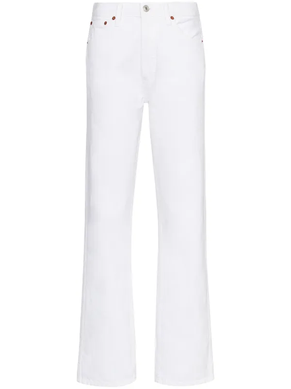 high rise straight leg jeans white