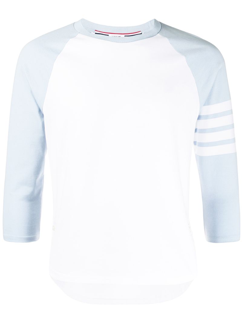 Shop Thom Browne 4-bar 3/4 Sleeve Baseball Tee In White