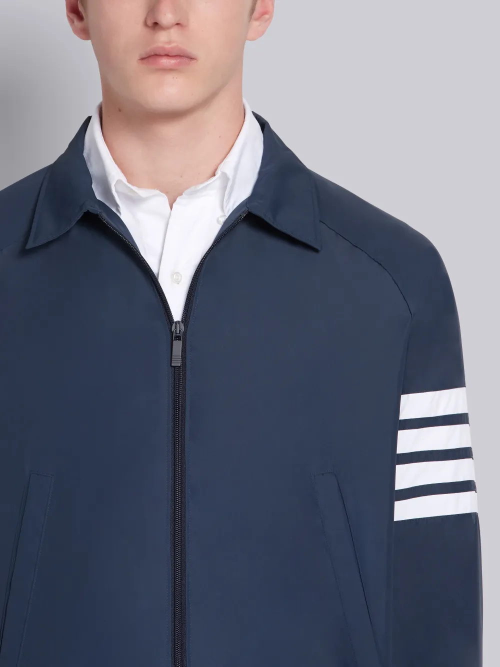 THOM BROWNE THOM BROWNE NAVY FLYWEIGHT TECH 4-BAR STRIPE WINDBREAKER,MJT226A0623014270343