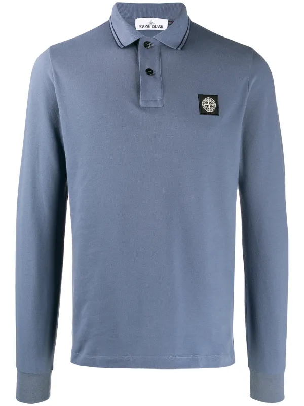 stone island long sleeve polo grey