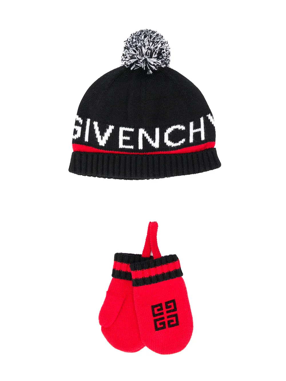 Givenchy Kids Set aus Beanie und Fäustlingen - Schwarz