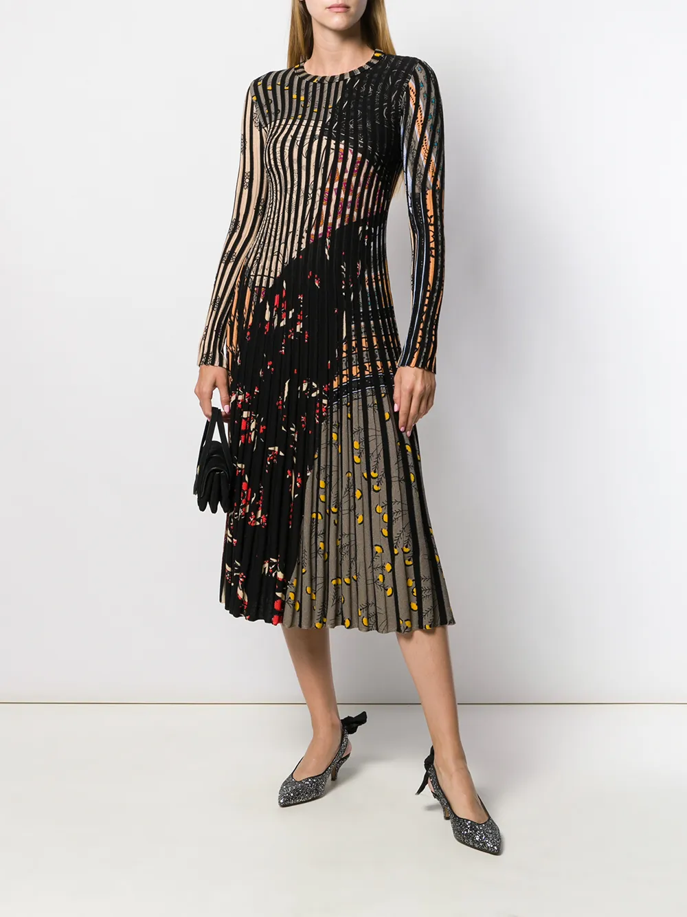 фото Etro плиссированное платье в полоску