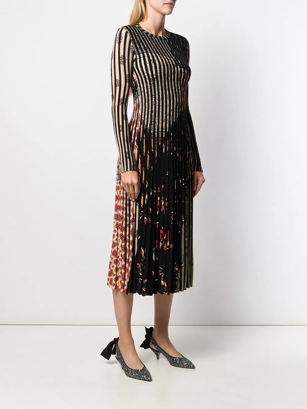 фото Etro плиссированное платье в полоску