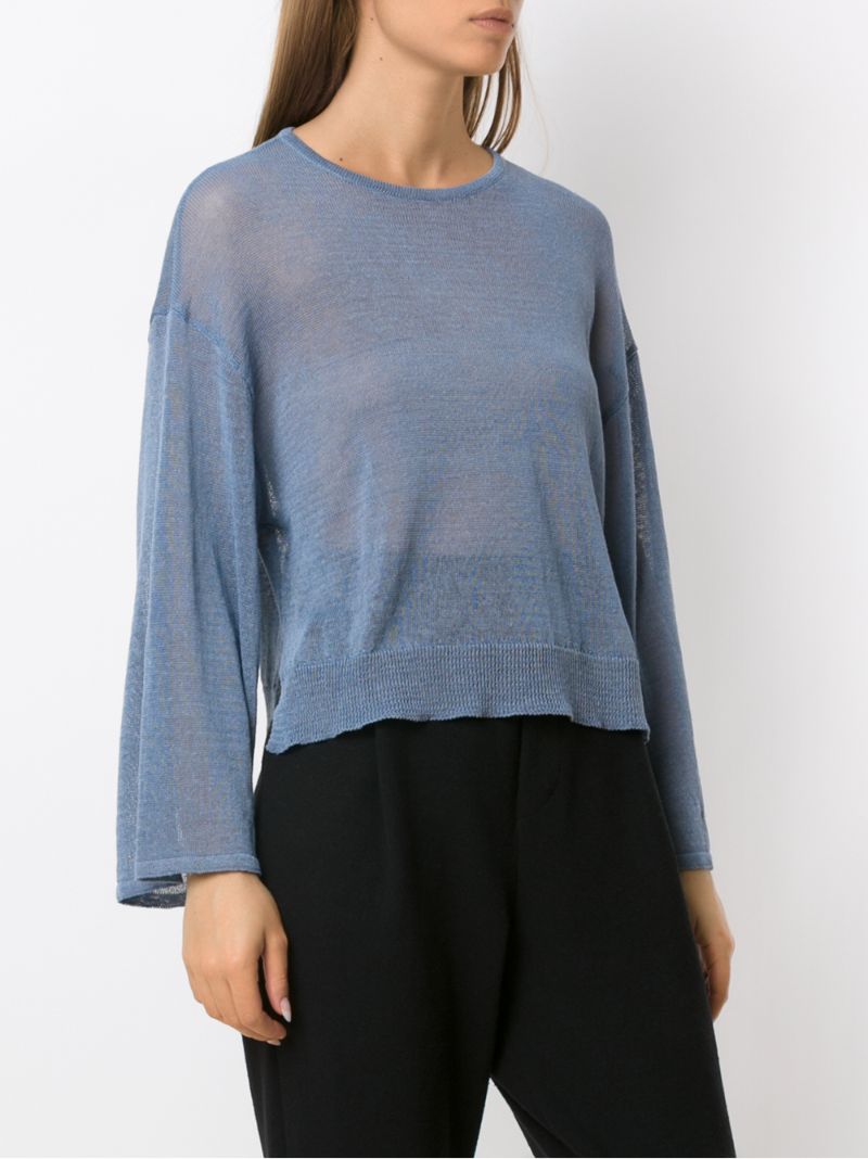 Shop Osklen Knitted Linen Blouse In Blue