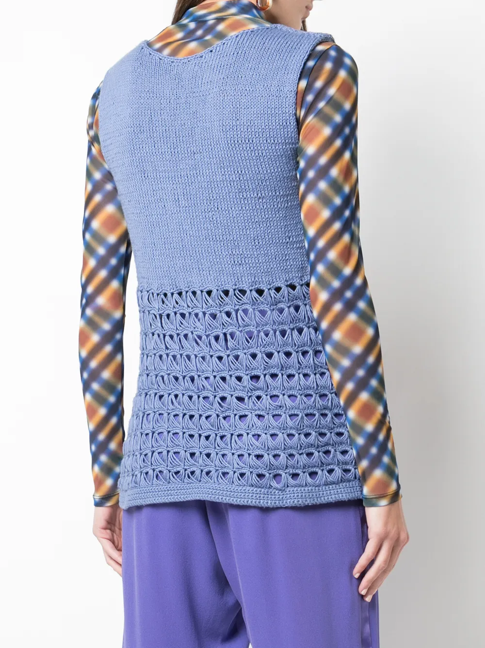 Shop Voz Sleeveless Knitted Top In Blue