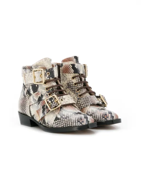 CHLOÉ SNAKESKIN-EFFECT BOOTS