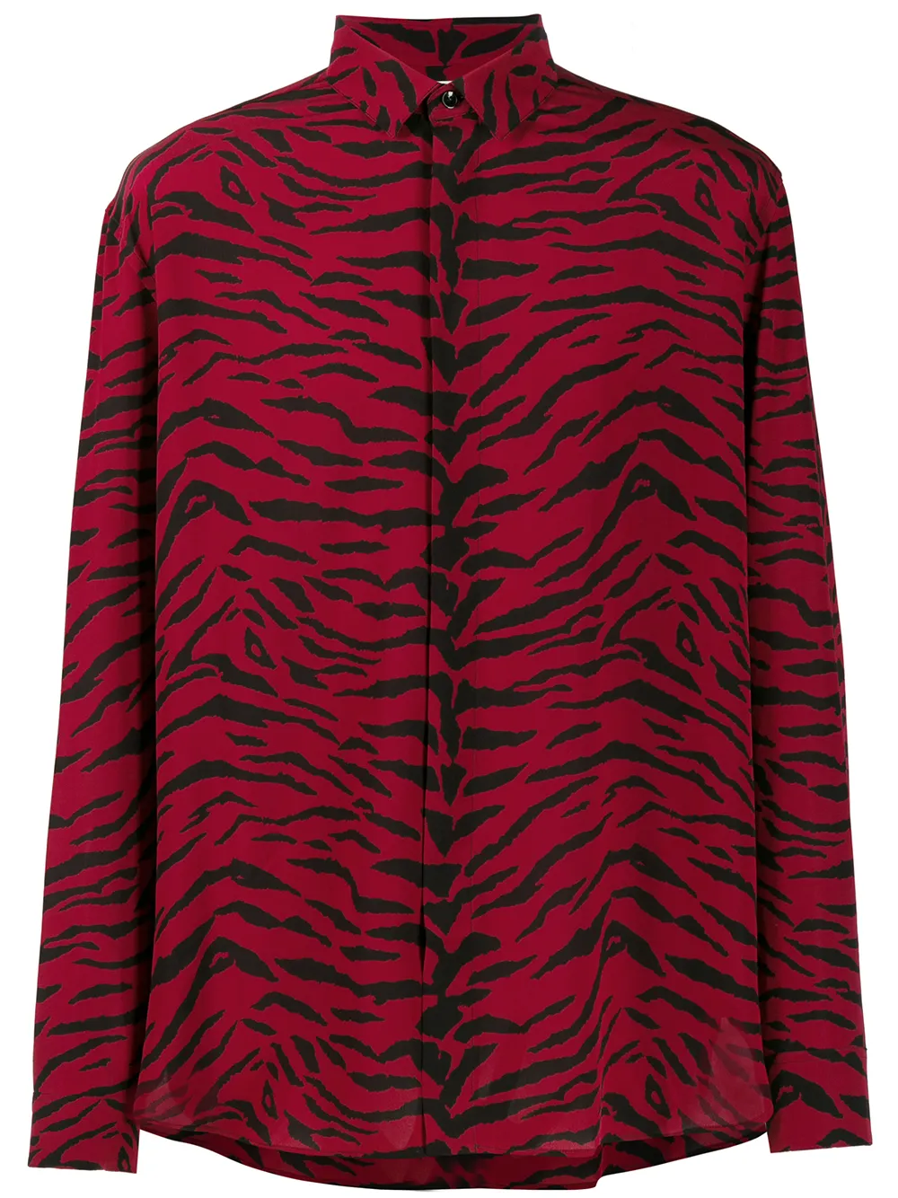 Shop Red Black Saint Laurent Animal Print Silk Shirt With Express Delivery Farfetch