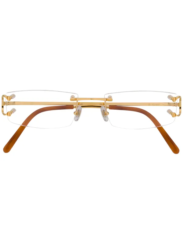 Cartier Eyewear Rectangular Frame Glasses Farfetch