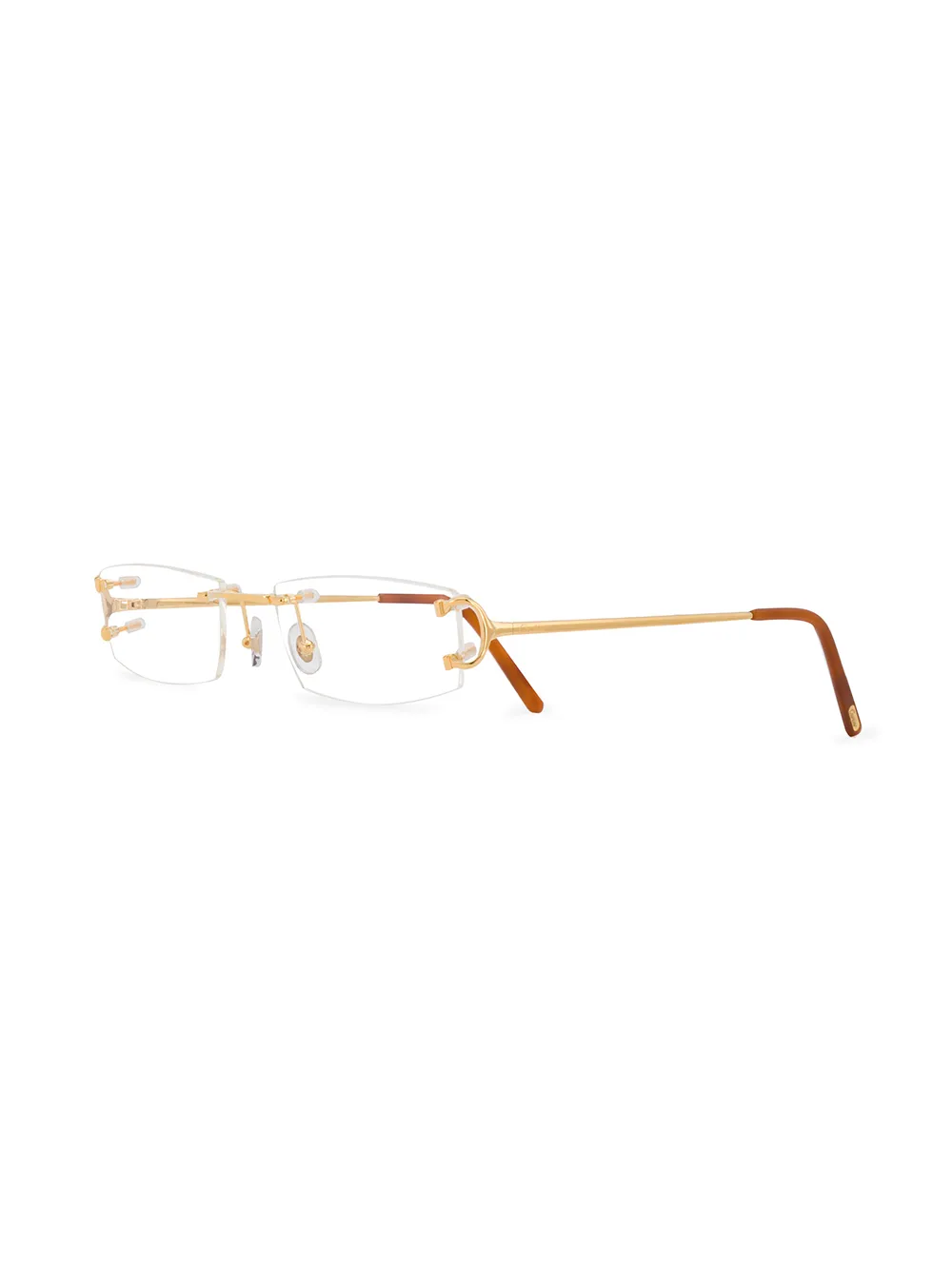 Shop Cartier Rectangular Frame Glasses In Gold