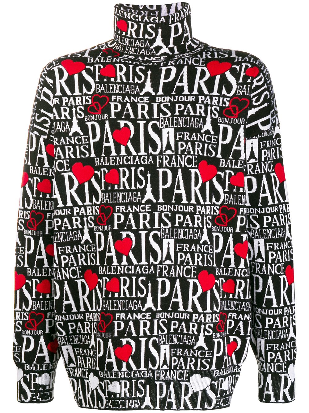 фото Balenciaga свитер Paris с высоким воротником и логотипом
