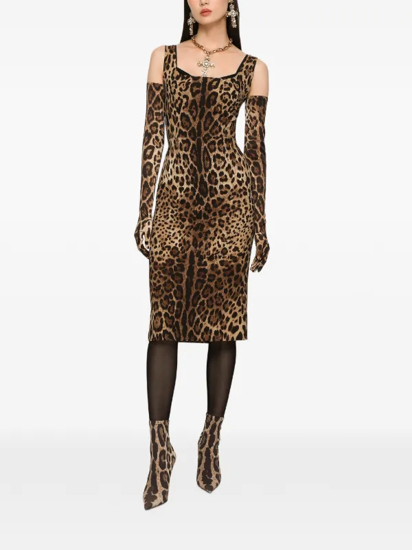 DOLCE & GABBANA ヒョウ柄ラップドレス 38 Dolce & Gabbana ドルチェ＆ガッバーナ レオパード ドレス - FARFETCH