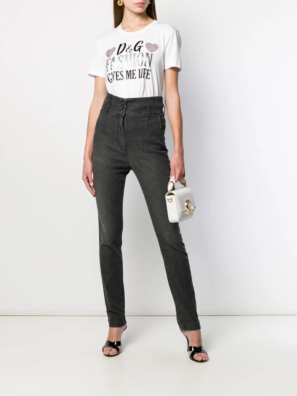 Dolce & Gabbana T-shirt verfraaid met bergkristal - Wit