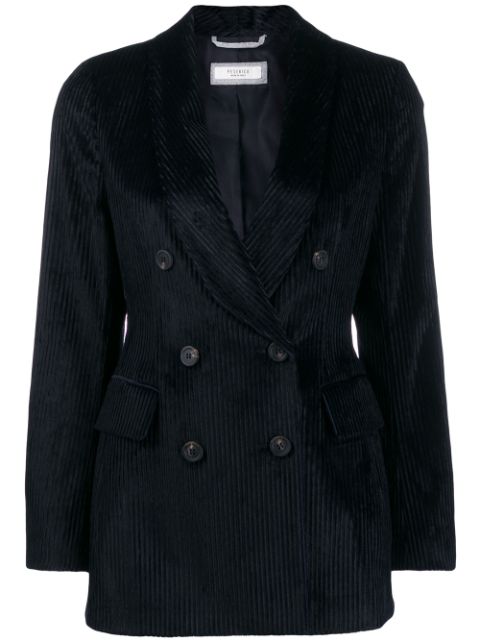 Shop blue Peserico double-breasted corduroy blazer with Express ...