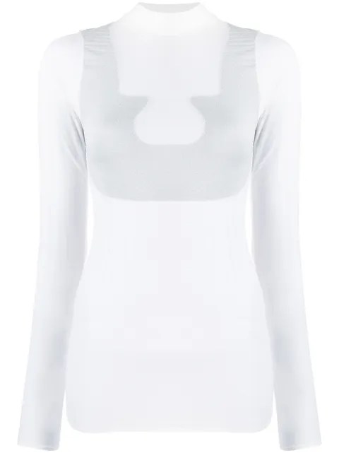CourrÈGes Sheer High Neck T In White