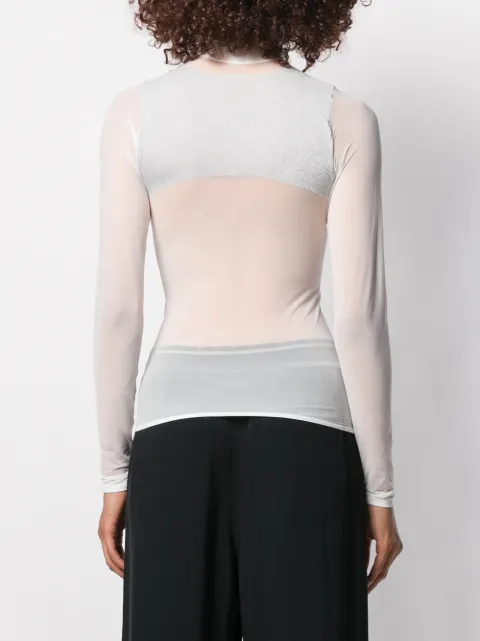 CourrÈGes Sheer High Neck T In White