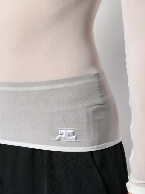 CourrÈGes Sheer High Neck T In White