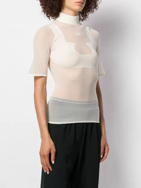 CourrÈGes Sheer Jersey T-Shirt In White