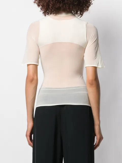 CourrÈGes Sheer Jersey T-Shirt In White