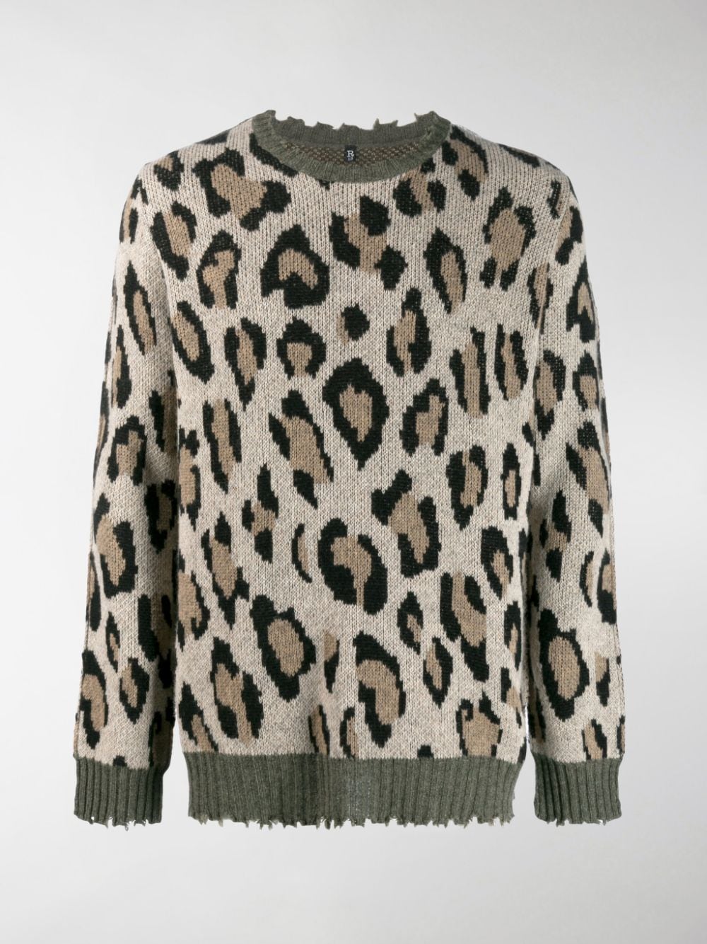 R13 LEOPARD PRINT CHEWED JUMPER,14278661