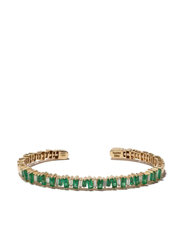 Suzanne Kalan 18kt Yellow Gold Emerald and Diamond Cuff