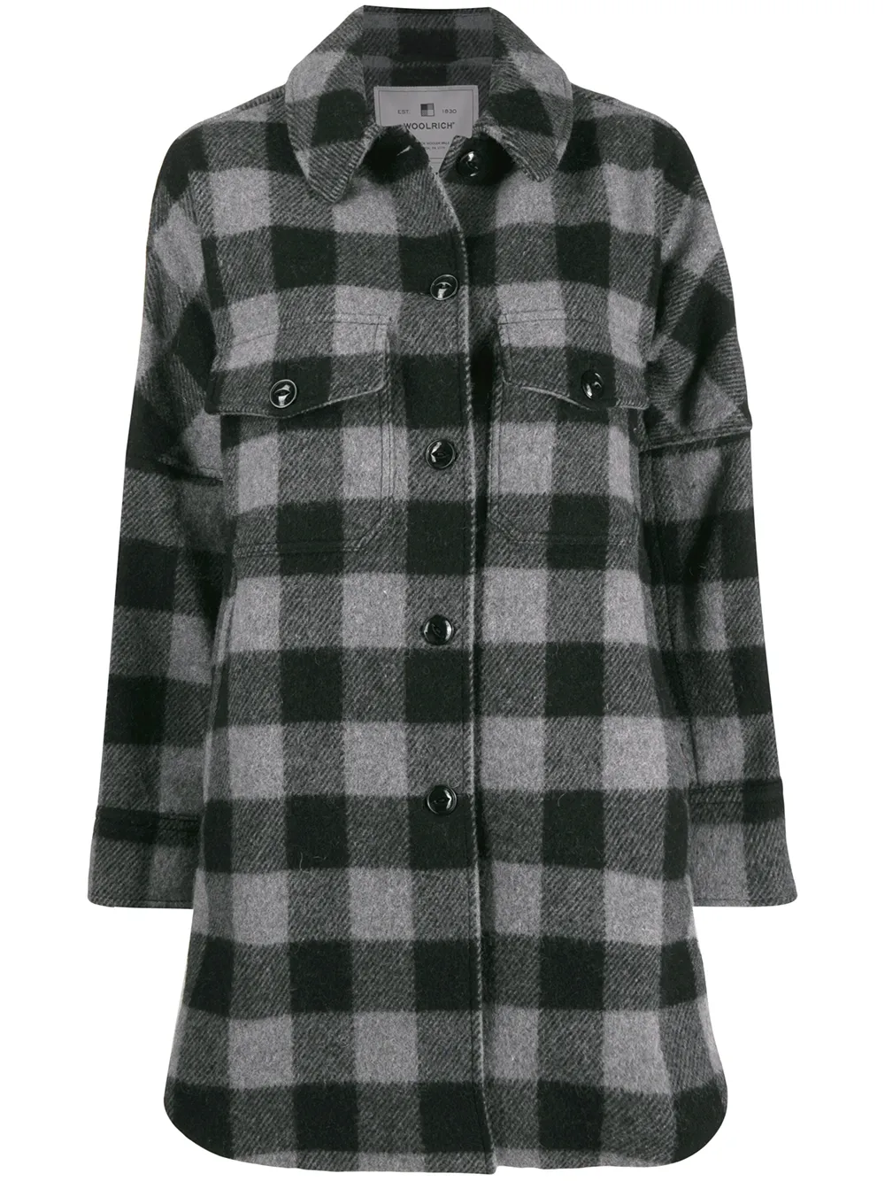 Woolrich Einreihiger Mantel mit Karomuster - Grau