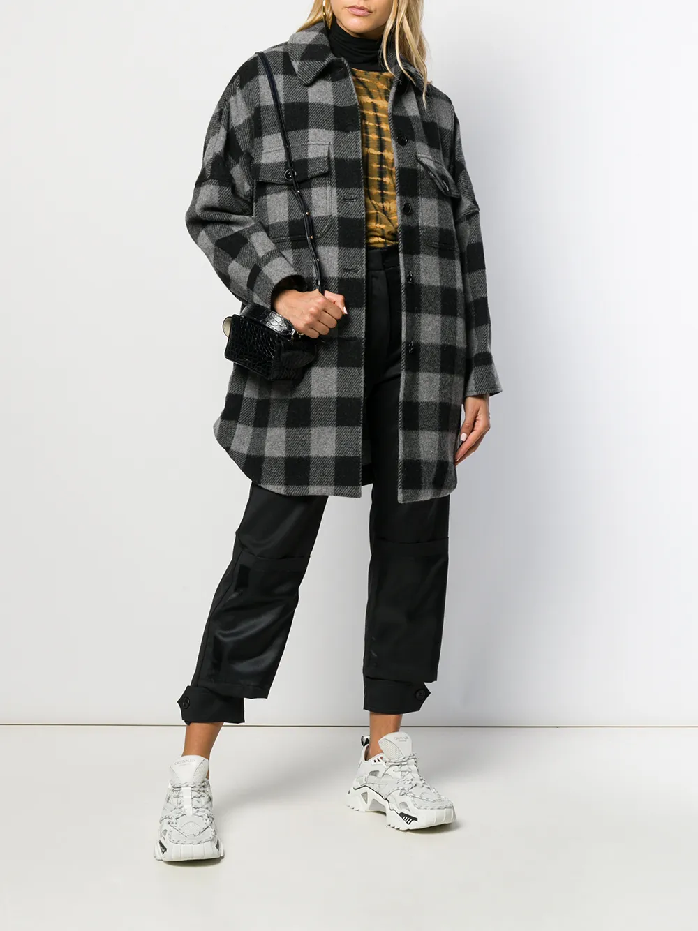  Woolrich Abrigo A Cuadros Con Botones - Gris 