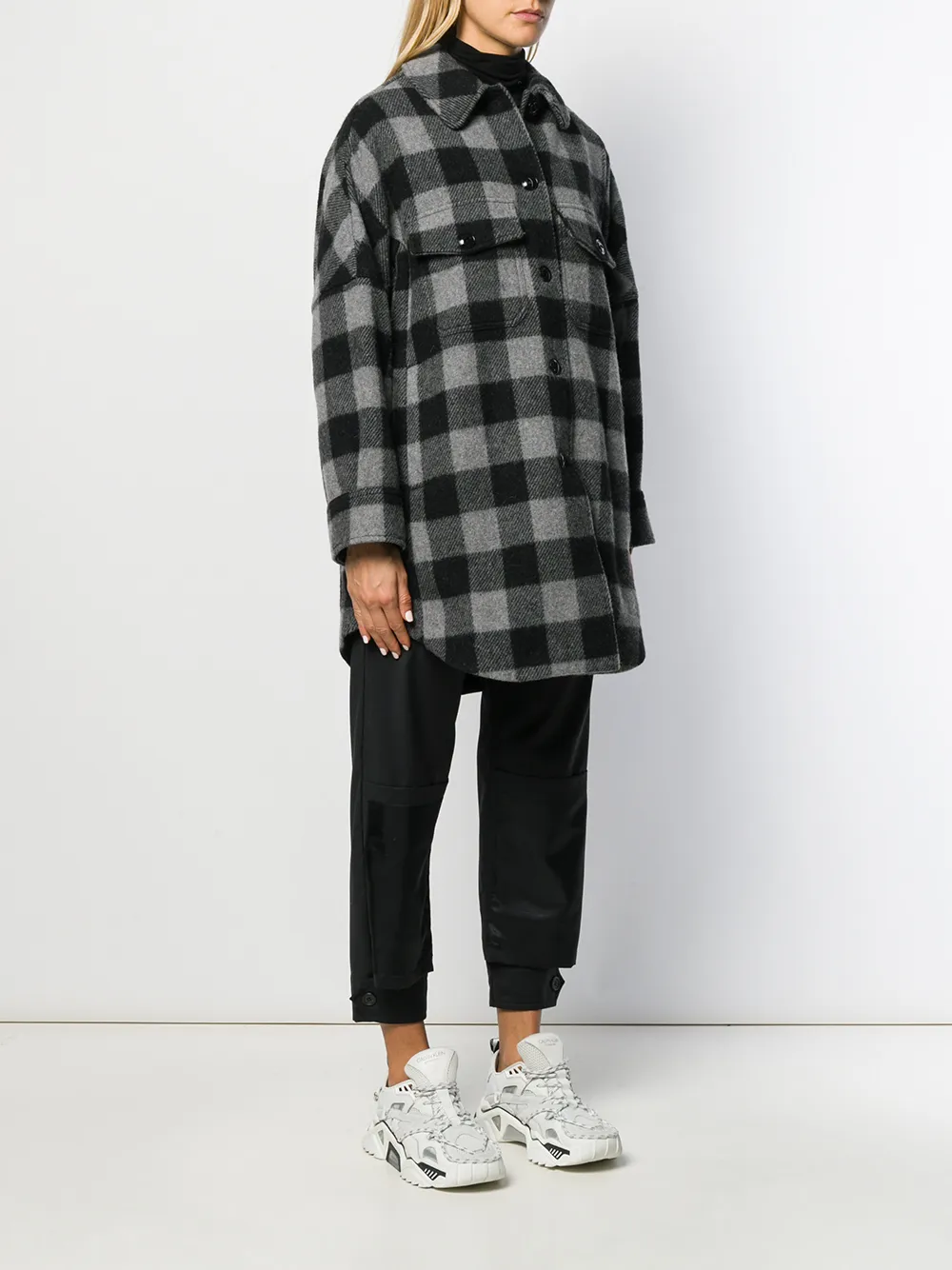  Woolrich Abrigo A Cuadros Con Botones - Gris 