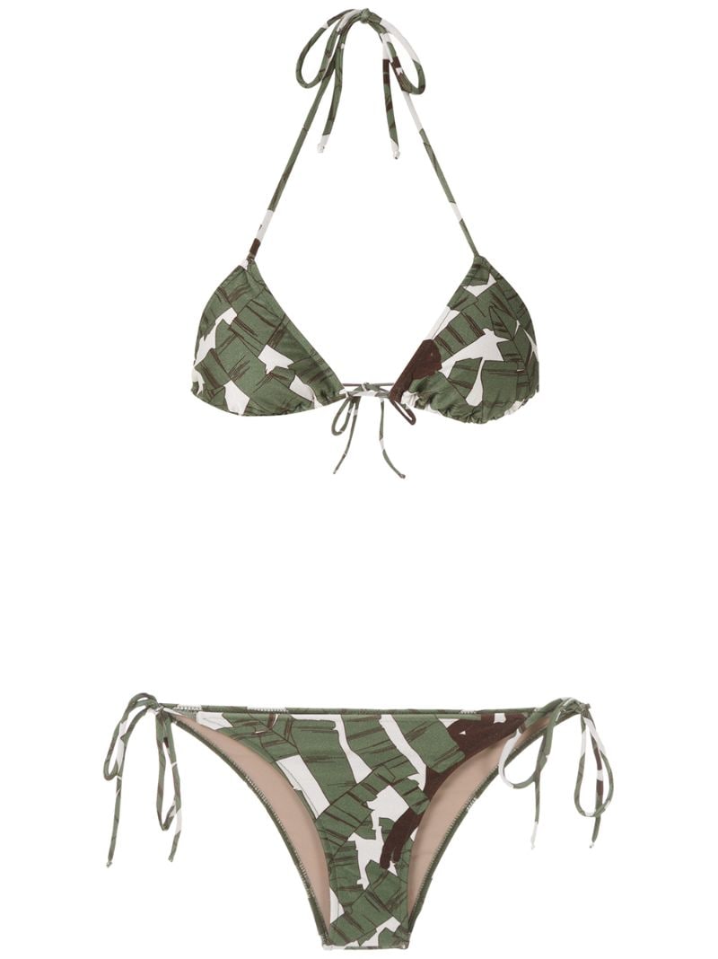 Adriana Degreas Printed Triangle Bikini Set In Green