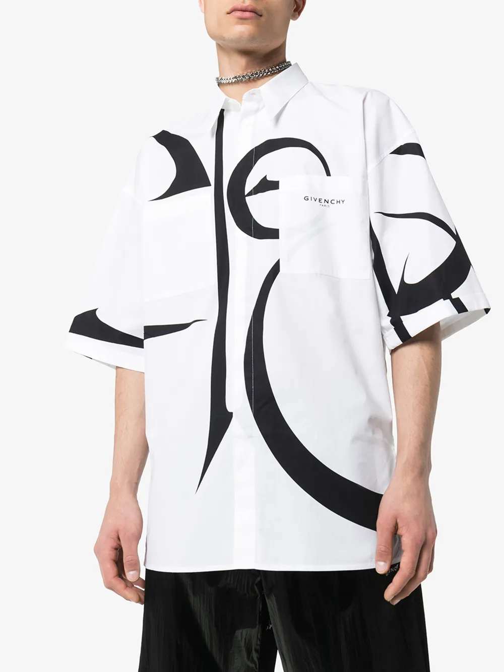 GIVENCHY GIVENCHY CALLIGRAPHY PATTERN OVERSIZED COTTON SHIRT,BM60JL12TK14281105
