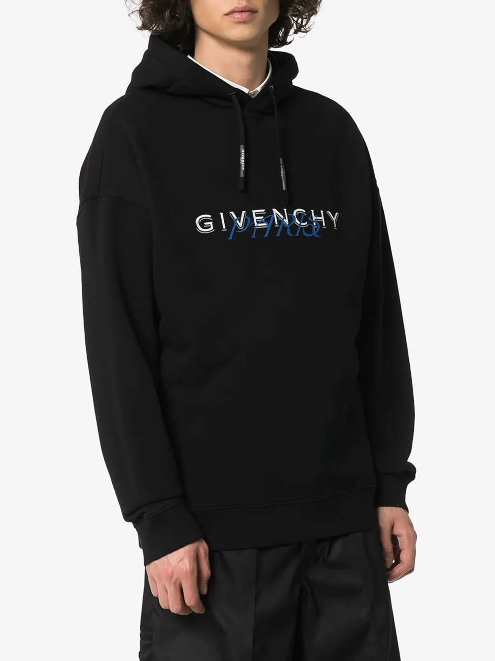GIVENCHY GIVENCHY LOGO PRINT COTTON HOODIE,BMJ06U30AF14281160