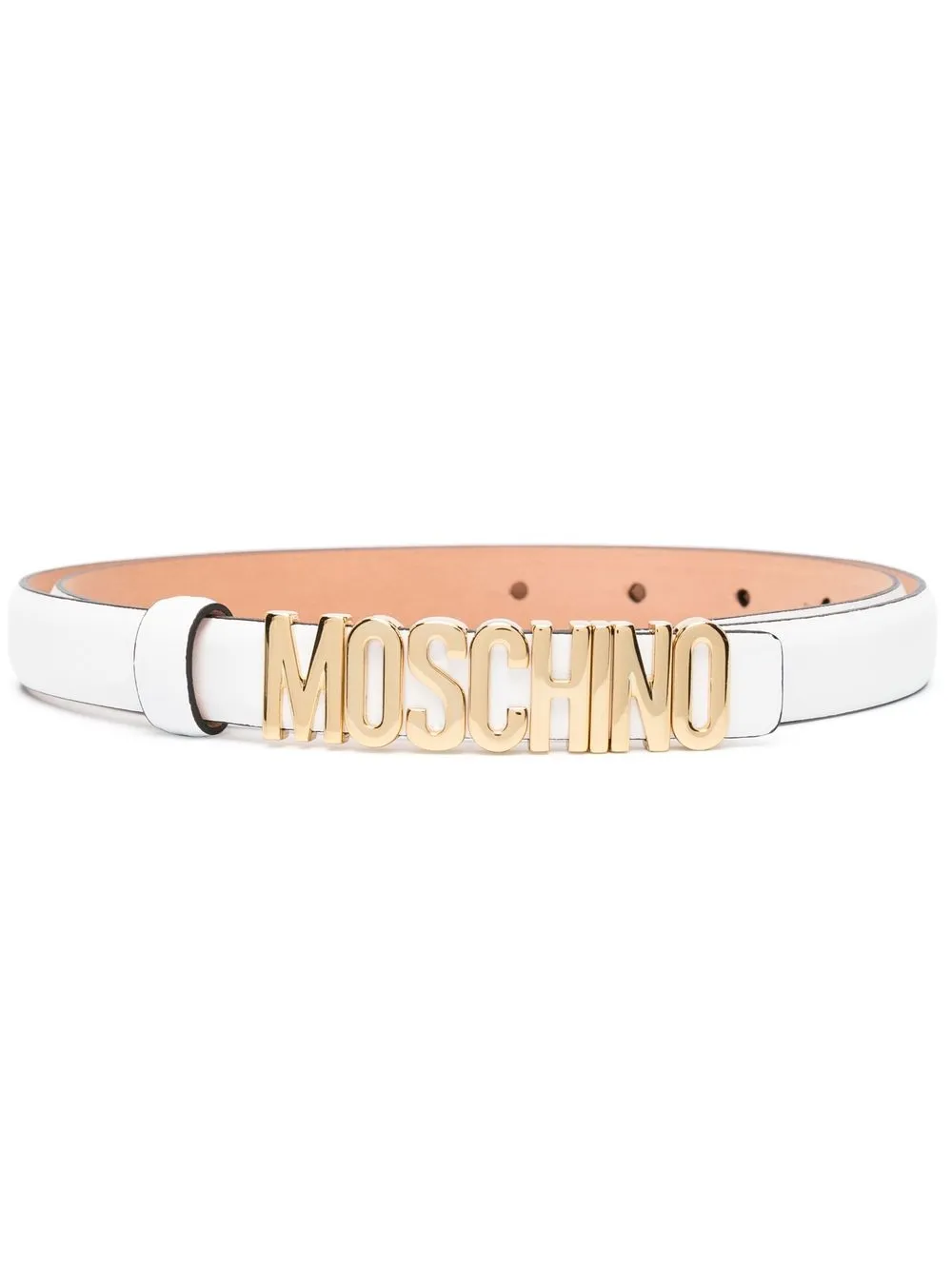 

Moschino logo skinny belt - White