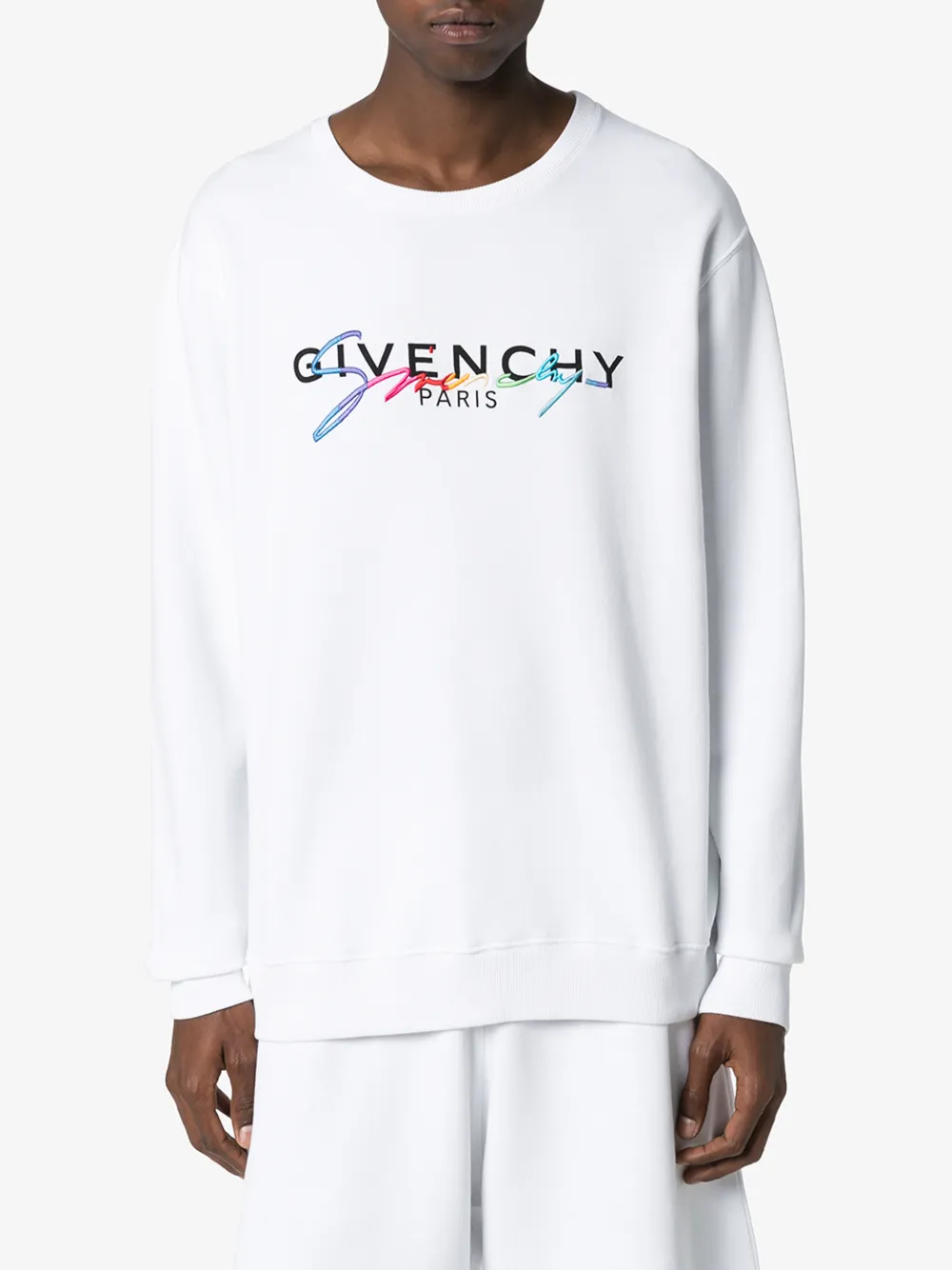 Givenchy Rainbow Signature Logo Sweatshirt In 100-white | ModeSens