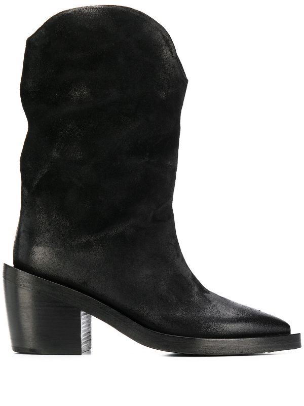 black cowboy style ankle boots