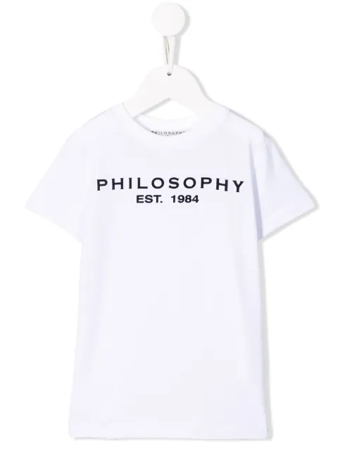 Click to view more detailed imagery on our partner's website Philosophy Di Lorenzo Serafini Kids' Flocked Logo Cotton Jersey T-shirt In White