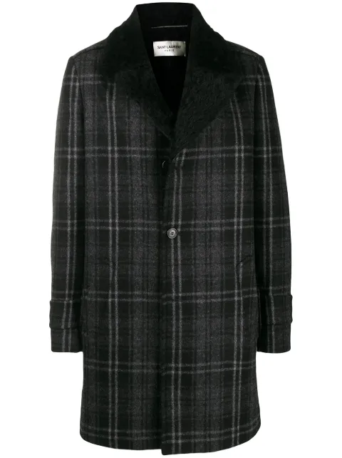 Saint Laurent manteau droit à carreaux