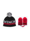 Givenchy Kids logo intarsia hat set - Black