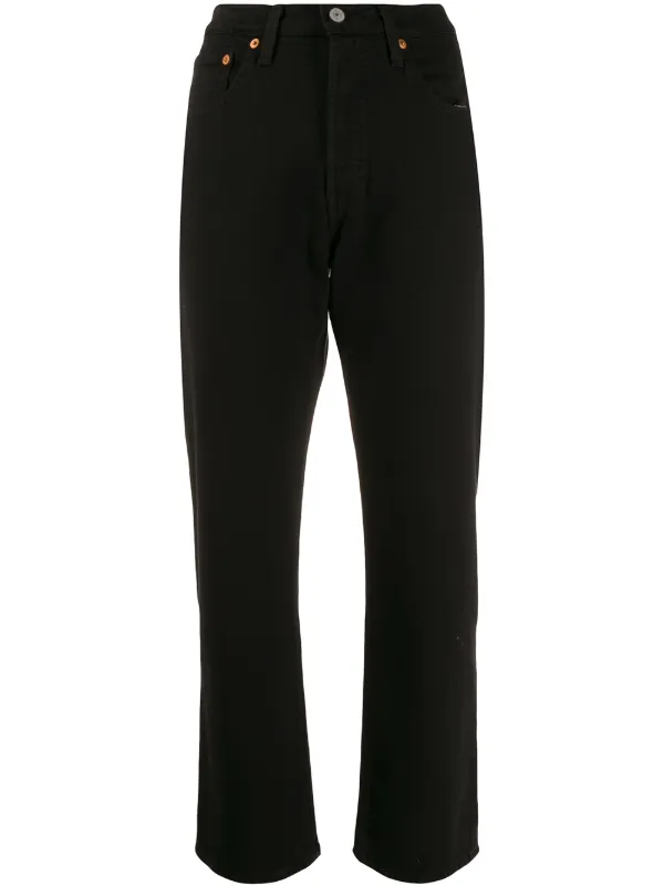 black cropped straight leg jeans
